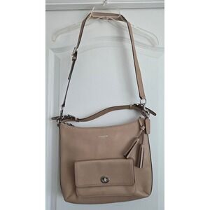 COACH Leather Crossbody Hobo Shoulder Bag Satchel Purse Tan Neutral‎